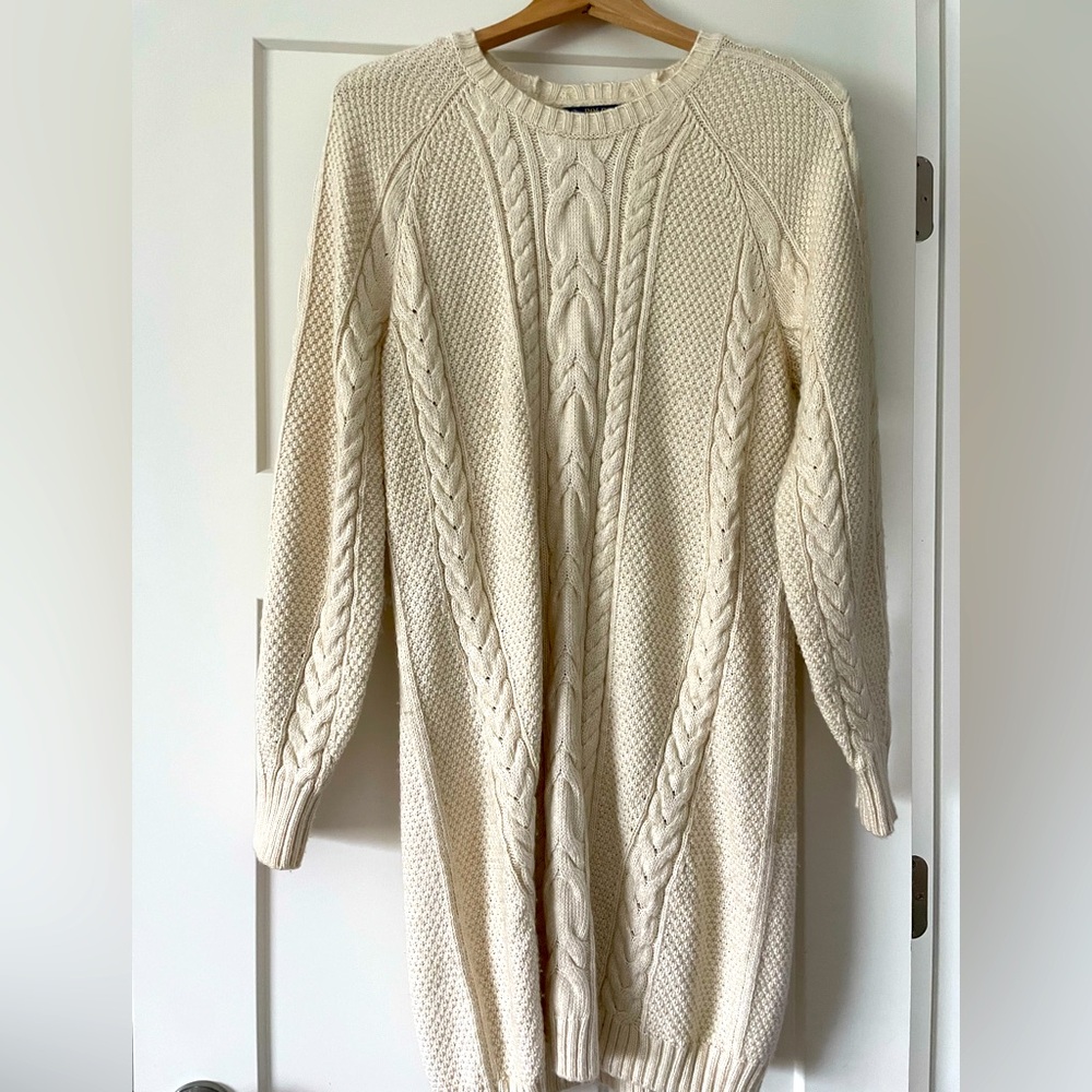 Polo Ralph Lauren Cream Sweater Dress like new Sz Lg